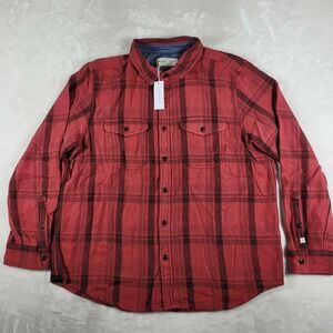 Outerknown Blanket Shirt Men's XL Red Plaid Flannel Heavy Button‎ Up NWT